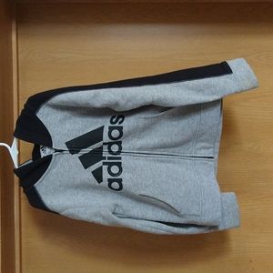 Boys Adidas jacket size small 8 gray black zip
